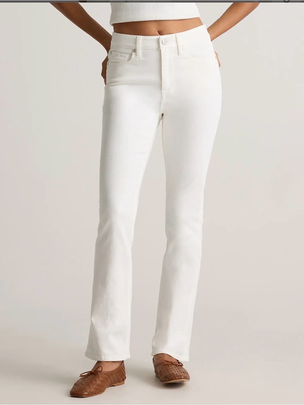 Quince White Boot-Cut Jeans